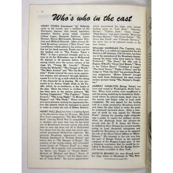 Mister Roberts Playbill 1950 Henry Fonda William Harrigan Henry Hulll - Picture 9 of 10